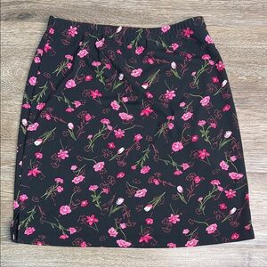 Casual Corner Annex Petite Black Floral Skirt Pink Print Career Office Women’s P
